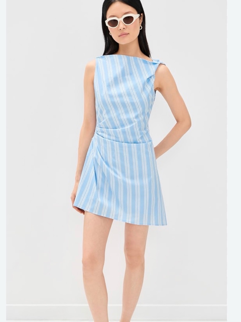 NWT Staud Callie Mini Dress Ventura Stripe🩵